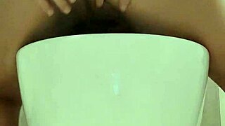 she sneaks anal play in the family bathroom then squirts everywhere