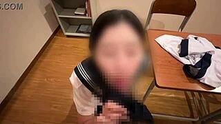 cutie gives first blowjob creampie to hot teacher ever