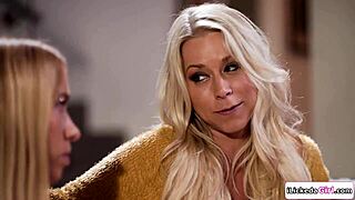 I love scissoring my big tits blonde stepmom and licking her pussy