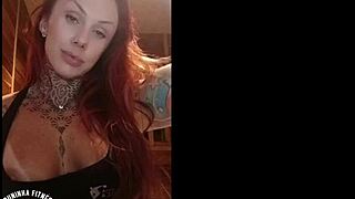 tattooed redhead brazilian teases webcam pink nipples