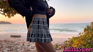 hot babe teased me at beach till i took her home and creampied her tight amateur pussy