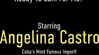 Chubby Angelina Castro face fucks throbbing cock hard?