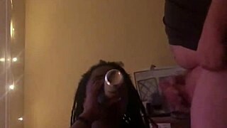 Amateur ebony babe's homemade lips wrap tight around cock