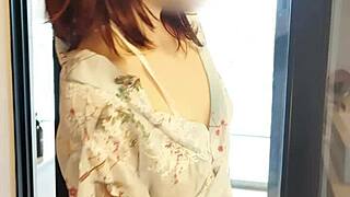 sexy kimono on skinny asian legs outdoor college tease mmm so hot