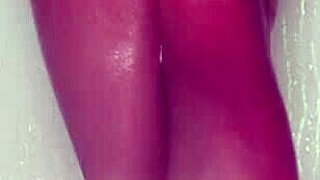 nylon-clad feet tease and soak in the steamy shower