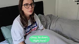 Step sis clueless as i massage her big ass then cum on her back closeup