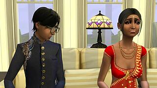 indian stepmom massages virgin stepson after hard workday