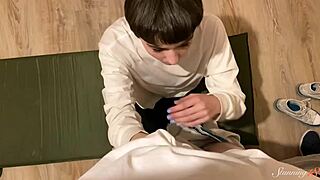 alisa's pretty teen lips wrap around dorian's huge cock perfectly