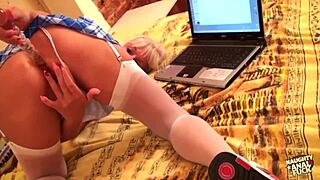 i struck gold shoving toy deep in this skinny bitch's ass