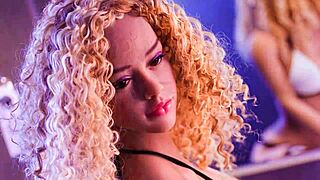 blonde fuck doll with huge tits gives sloppy blowjob