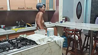 i catch stepsis dancing sexy naked in kitchen want her bad