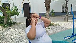 Chubby latina neighbor moans through rough pounding while hubby works?