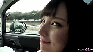 pov petite japanese teen gives first blowjob to old man