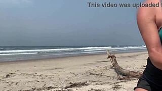 she handjobs to cum refusing stop amid beach crowd