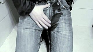 kinda wet mess peeing jeans right in the toilet homemade style