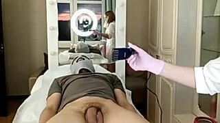 russian milf shaves her hairless pussy closeup then takes hardcore webcam monster cock