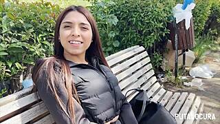 Michi la peruvian teen's big natural tits sucked by torbe in bedroom