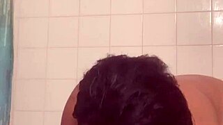 fresh face shows off bare ass while playing in the shower