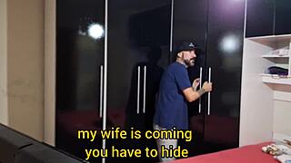 blindfolded my wife prank let friend fuck her pussy in bedroom 😏