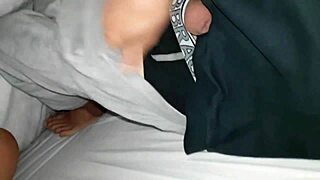 My stepsis sneaks into bed we masturbate till we cum