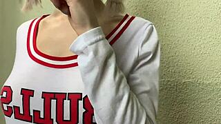 horny blonde babe teases classmate then takes cum covering