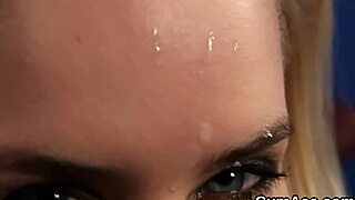 Beauty eats cum after massive facial bukkake!