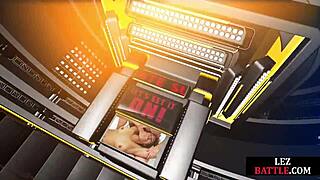 Lesbian wrestling loser toyed hard with buzzing vibrator defeat