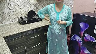 desi stepmom's big boobs kitchen fuck lesson for stepson...