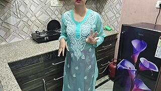 desi stepmom's big boobs kitchen fuck lesson for stepson...