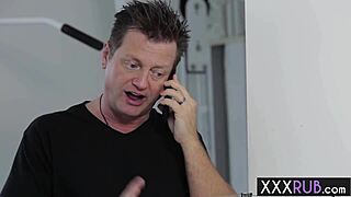 Sexy ebony milf hammered hard post massage