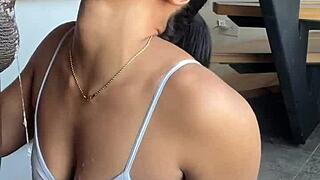 Brazilian Brunette Nysdel Craves Huge Cock Deepthroat from Amateur Hubby