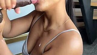 Brazilian Brunette Nysdel Craves Huge Cock Deepthroat from Amateur Hubby