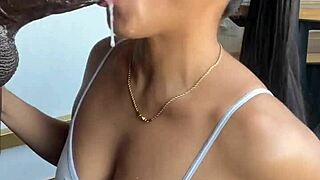 Brazilian Brunette Nysdel Craves Huge Cock Deepthroat from Amateur Hubby