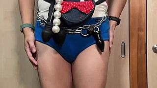 maid hangs huge anal plugs for walk then busty loli gym uniform cosplay