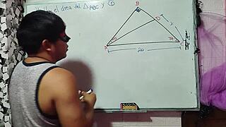 Teacher nerd solves my triangle with hot bedroom sex?