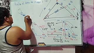 Teacher nerd solves my triangle with hot bedroom sex?