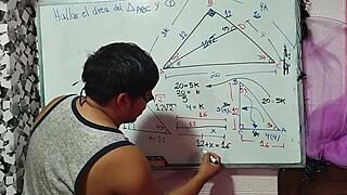 Teacher nerd solves my triangle with hot bedroom sex?