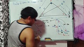 Teacher nerd solves my triangle with hot bedroom sex?