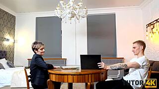 tutor with short hair sneaks steamy affair with her horny disciple, so unforgettable 😏🔥💋