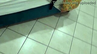 Roommate blasts huge load after peeking at stepmom showering