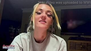 skinny blonde sassy naked rubs tits cock?