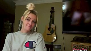 skinny blonde sassy naked rubs tits cock?