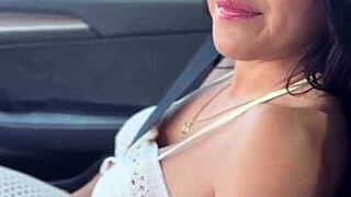 brunette alice thunder tastes huge cock with her big tits bouncing wildly