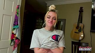 skinny blonde sassy naked rubs tits cock?