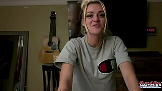 skinny blonde sassy naked rubs tits cock?