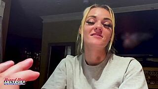 skinny blonde sassy naked rubs tits cock?