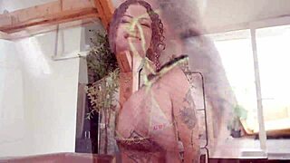 bbc stretches her dry asshole wide before gaping cumshot explosion