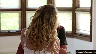 petite stepsis climbs aboard stepbro's rigid shaft