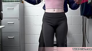 that pervy old mall cop can't keep hands off skinny blonde teen thief