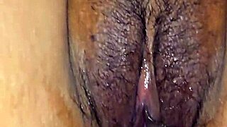 cum dripping close on latina milf wife's hairy tight pussy after rough missionary